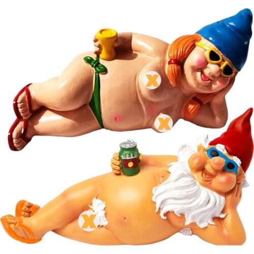 2021 New Modern Decoration Gnome Statue Resin Naked Garden Ornaments Indoor Man & Woman
