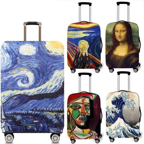 The New Van Gogh Mona Case For Suitcase Cover Spandex Stretch Thickened Wear-resistant Dust Cover Travel Accessories 19-32 inch