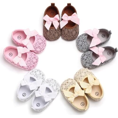 Lovely Newborn Baby First Walkers Toddler Girl Crib Shoes Pram Soft Sole Prewalker Non-Slip Princess Baby Shoes 0-18M