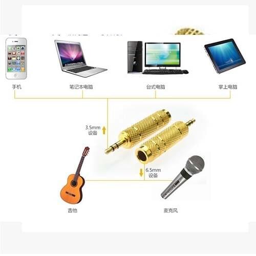 6.35mm 1/4" Female to 3.5mm Male Stereo Audio Hifi Mic Jack Adaptor Converter NEW