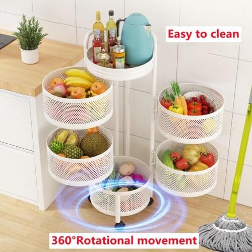 NEW Movable Kitchen Movable Shelf Circular Rotation Multi-layer Storage Rack Sundries Fruit Shelf Supplies Kitchen Organizer