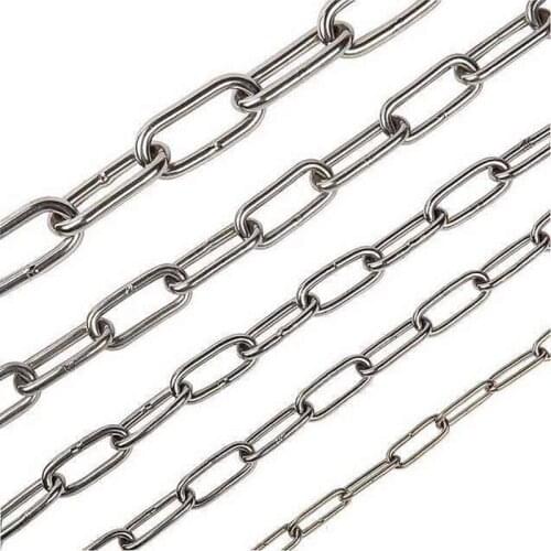 304 Stainless Steel Chain Long Link Dog Lead Leash Chain Pet Drag Chain Binding Hangtags Chandelier Clothesline Chain Hardware