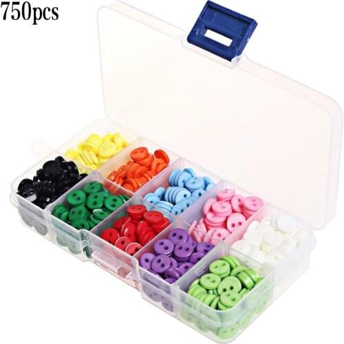 750 Pcs/set 2-hole Buttons Clothing DIY Sewing Crafting Plastic Round Buttons Sewing Accessories