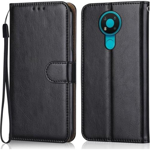Luxury Leather Case for On Nokia 5.3 TA-1234, TA-1223, TA-1227, TA-1229 Wallet Stand Flip Case Phone Bag With Strap