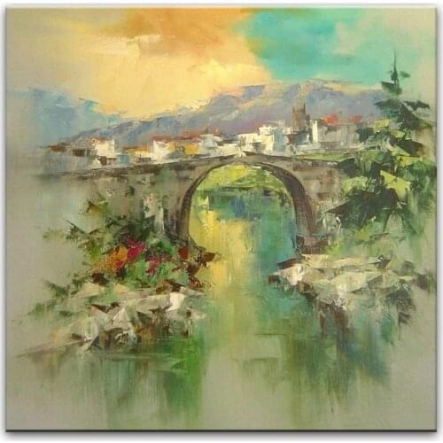Hand Painted oil painting Home Decoration painting canvas painting Knife Painting landscape pictures DM16112616