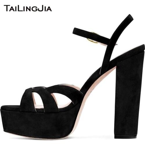 Black Platform Sandals High Heel Stripper Shoes Woman 2019 Heels Women Summer Ladies Womens Brown Sandal Buty Chunky Open Toe