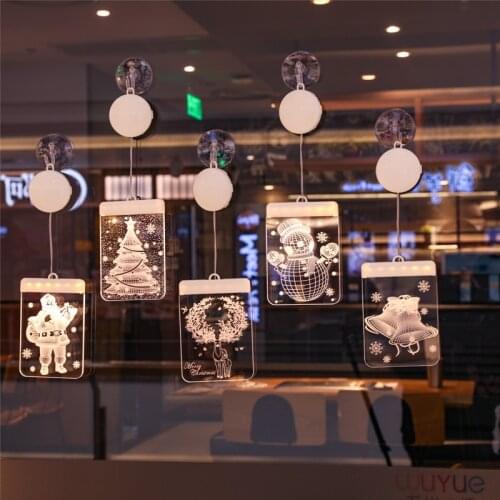 Led Decorative Lights Christmas Room Battery Lights Bells Elk String Lights 3d Acrylic Hanging Lights Home Decoration Gifts