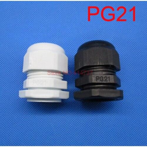 50pcs/lot Waterproof Cable Connector PG21 White or Black Cable Gland 13-18mm Cable Range