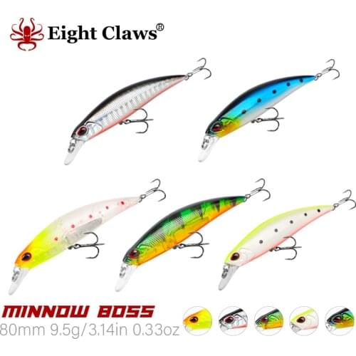 EIGHT CLAWS 80mm 9.5g Minnow Jerkbait Fishing Lure Slow Sinking Water Hard Bait Plastic Wobbler Swimbait Casting Crankbait
