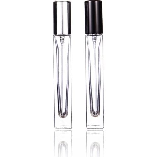 10pcs Thick Glass Perfume Bottle Empty 10ml Spray Women Makeup Container Atomizer Parfum Vial Gold Silver Black Cap Packaging
