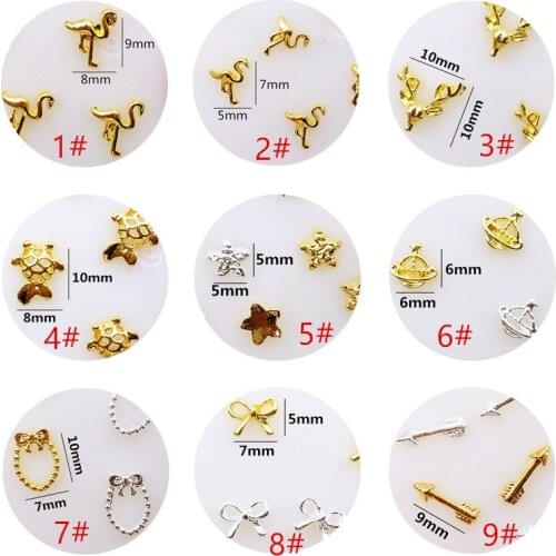 50pcs/pack Japan 3D Alloy Nail Art Crane Fish Star Arrow Metal Jewellry Accessories Deco for Women Nail DIY Charm Supplies