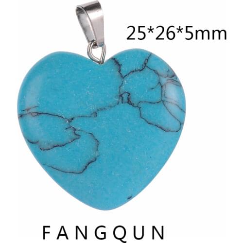 AAA Natural Love Heart Pendant Chakra Quartz Gem Stone pendulum Pendant DIY Necklace Charm Healing Reiki Beads For Women Jewelry