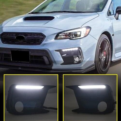 Car Styling LED DRL Daytime Running Lights Front Fog Lamps Bezel Kit for Subaru WRX STi 2018 2019 2020 2021 Accessories