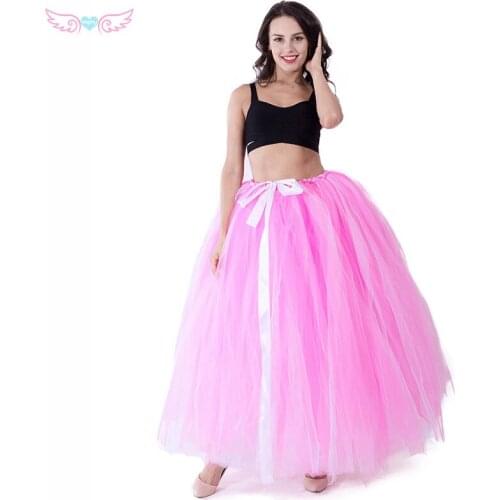 Floor Length pink and white Bridesmaid skirt Sexy Tutu Adult Handmade Tulle Fashion Floor Length Wedding Skirt For Women