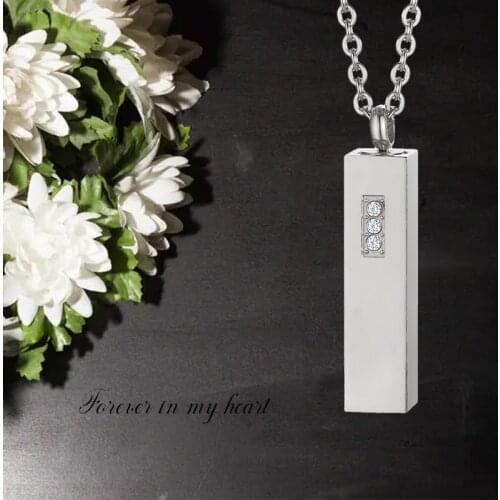 Men Stainless Steel Bar Necklace Urn Ash Perfume Memorial Jewelry