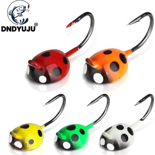 DNDYUJU 5Pcs 17mm/1.4g Ice Fishing Lure Beetle/ladybug Metal Bait Ice Jig 5 Color Mini Lead Winter Fishing Hook