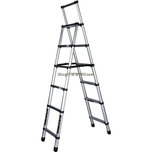 Engineering herringbone ladder thickened multifunctional lifting bamboo ladder aluminum alloy household folding telescopic light