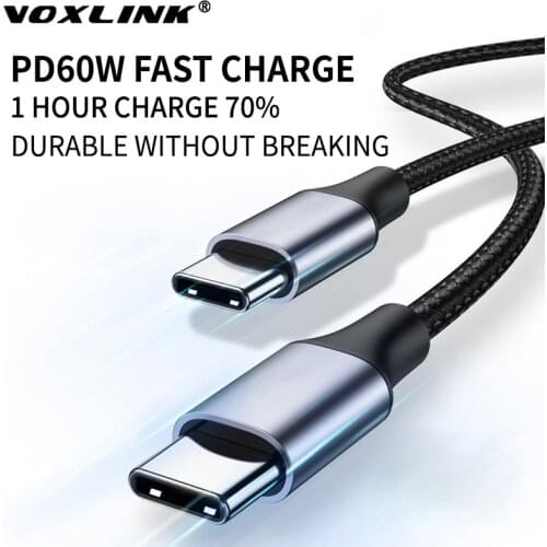 VOXLINK USB C to USB Type C for Samsung S20 PD 60W Data Cable for MacBook iPad Pro Quick Charge 4.0 USB-C Fast USB Charge Cord
