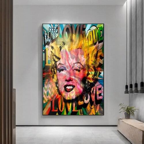 Canvas Painting Pop Culture Wall Art Printing Graffiti Marilyn Monroe Poster Graffiti Home Decor for Bedroom Modular Pictures