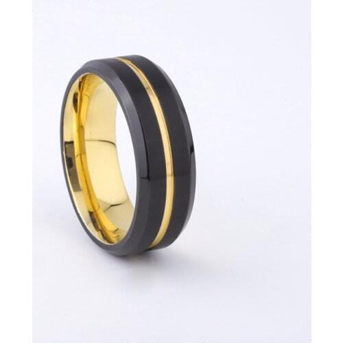 Classic 8mm Party Anniversary Wedding Band Male Mens Jewelry Fashion Rings Stainless Steel Gold Black Color
