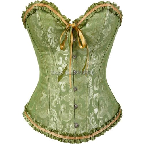 Women Floral Lace Up Overbust Corselet Corsets and Bustiers Sexy Lingerie Vintage Strapless Corset Brocade Gothic Plus Size