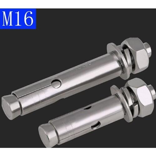 M16 100mm - 200mm Concrete Sleeve Anchors Hex Head Nut & Washer 304 Stainless Steel A2