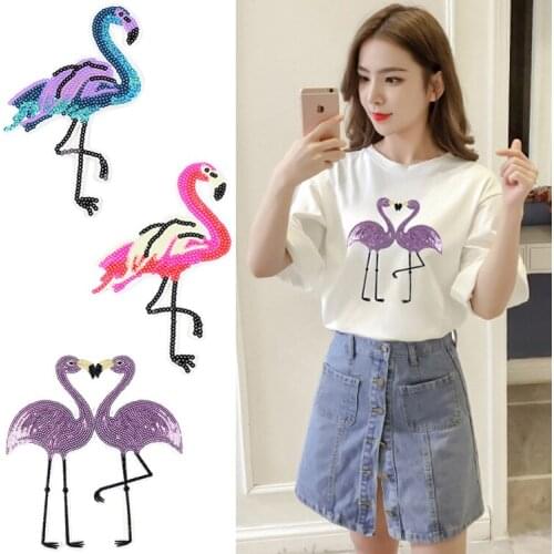 Fashionable sequin embroidered large patch applique clothing red-crowned crane patch accessories T-shirt handmade decorative