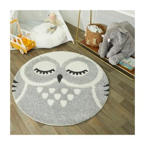 Cartoon Round Carpet Owl Ccute Animal Bedroom Living Room Non-Slip Mat