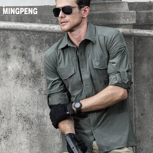Men Outdoor Military Tactical Shirts Quick Dry Stretch Breathable Multi Pocket Training Camping Climbing Hiking Riding Tops