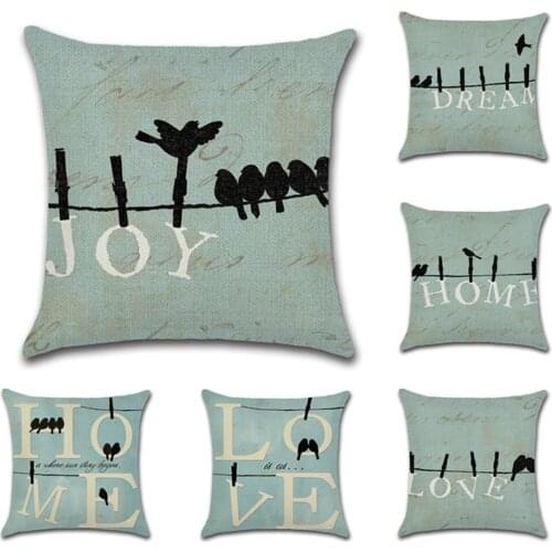 1pcs Cushion Cover Birds on a telephone pole 45x45cm Geometric patterns Throw Pillow Covers Nordic style Decorative Pillow Case