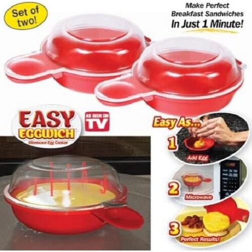 New! 2pcs/set Easy Egg wich Creative Microwave Egg Cooker 1 Minute Fast Egg Maker ss1352