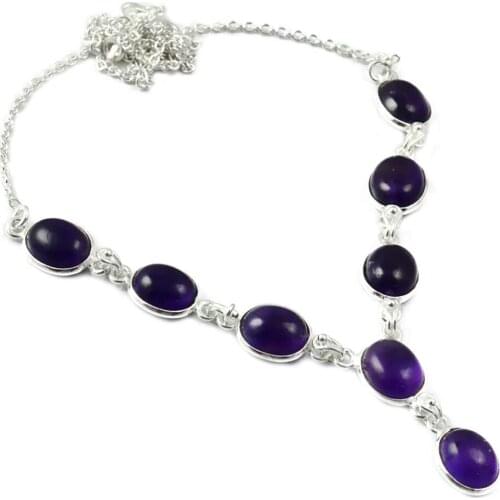 NiaoZaiFei YunZaiKan Nature Amethyst Necklace 925 Sterling Silver, 49.5 cm, MHBNE0043