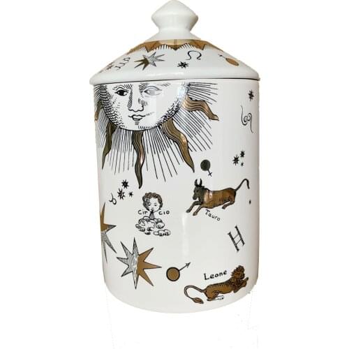 Signs Of The Zodiac Italian Sun Star Moon Candle Holder Incense Candles Jar Cup Hotel Study Art Ornaments Home Decor Crafts