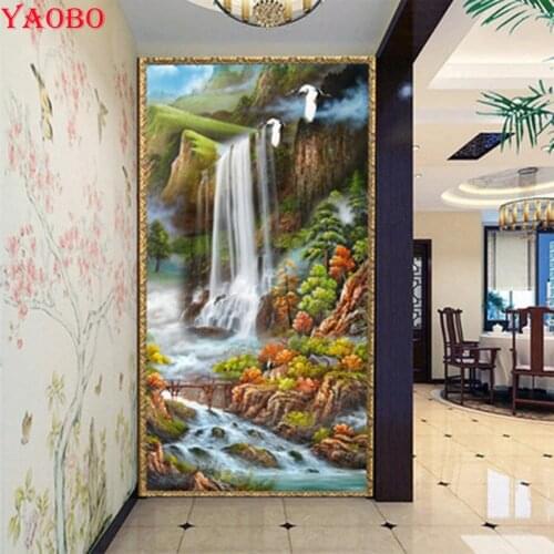 Full Square/Round 5D DIY Diamond Painting Natural landscape waterfall Embroidery Cross Stitch Large Size 5D Home Decor Gift