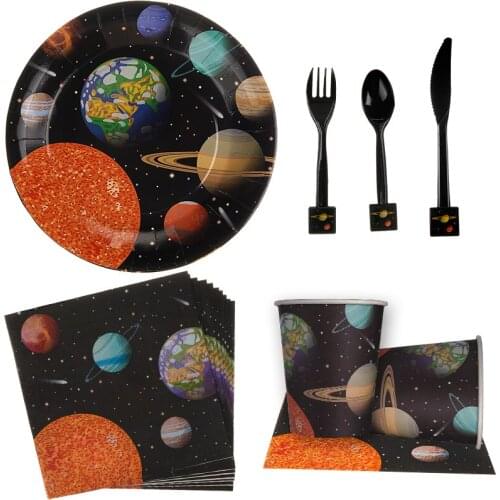 Planet-themed party festive supplies christmas disposable cutlery hot birthday party decoration friend party baby bath package