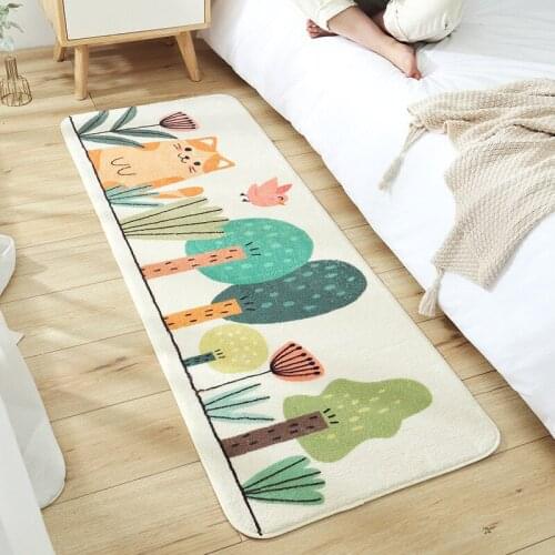 Cartoon Animal Printed Kids Bedroom Bedside Rug Lamb Wool Long Floor Mat Soft Foot Mats Home Decor Carpet