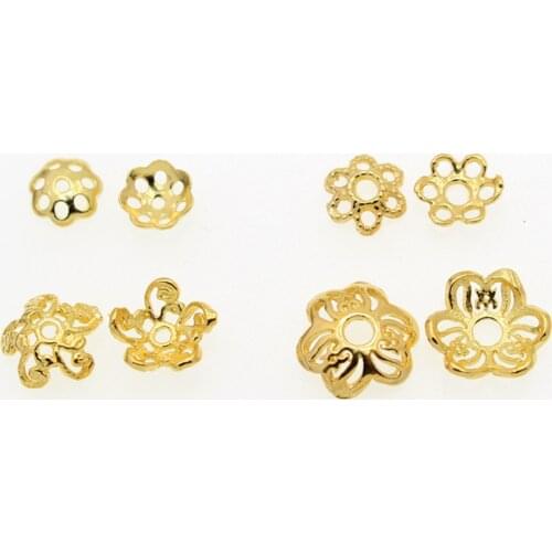 S925 Sterling Silver Gold Plated Receptacle DIY Handmade Beaded Jewelry Accessories 5-8mm Laminate Bead Caps Gasket Bead Cushion