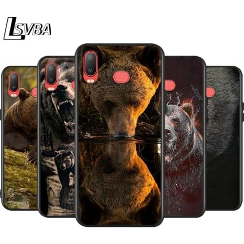 Silicone Cover Cute Grizzly Bear for Samsung Galaxy A9 A8 Star A7 A6 A5 A3 Plus 2018 2017 2016 Black Phone Case