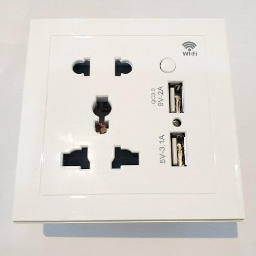 Tuya smart QC3.0 fast charging hotel office home WIFI control five-hole wifi socket with USB