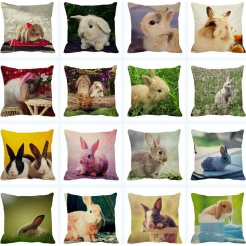 XUNYU Cute Animal Bunny Cushion Cover Linen Throw Pillow Case Child Sofa Bed Decorative Pillowcase C0068