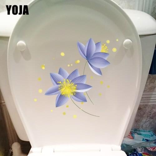 YOJA 23.2*22.2CM Creative Blue Flowers Home Living Room Wall Decor Toilet Seat Bathroom Decoration T1-0536