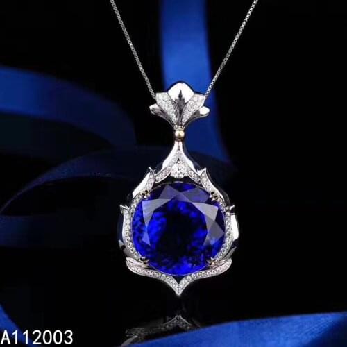 KJJEAXCMY Fine Jewelry 925 Sterling Silver inlaid Natural gemstone sapphire Female Pendant Necklace trendy Support Detection