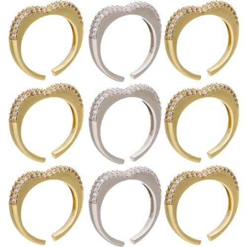 ZHUKOU 1piece Exquisite 22x23mm brass CZ crystal heart rings heart ear cuff ear clips for women no pierced ears model:VJ22