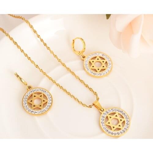 Stainless steel crystal cz cross Christ Jewelry Pendant Chain Earrings African Bride Wedding women girls Bijoux mother gift