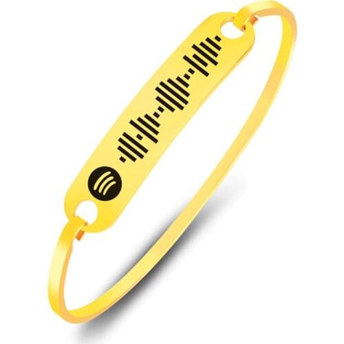Personalized Music Spotify Scan Code Cuff Bangle For Women Stainless Steel Bracelet Custom Laser engraving Spotify Code Jewelry