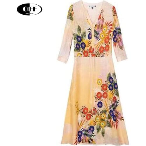 Designer runway summer casual floral midi dresses loose Drawstring waist plus size 2XL vintage zevity basic beach dress women ZA