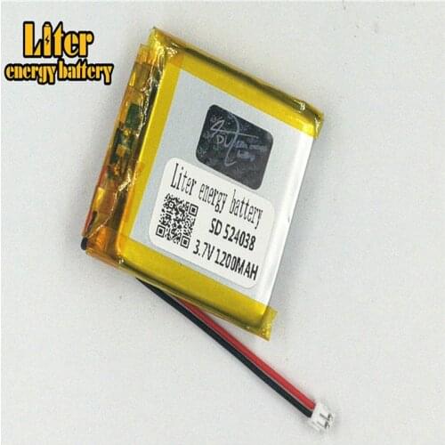 1.5MM 2pin connector 3.7V 524038 504040 1200mah Rechargeable lipo battery solar li ion polymer lithium battery with PCM