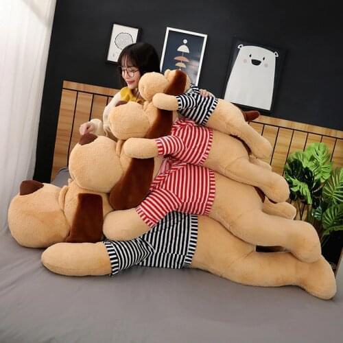 1PC 70/90cm New Soft Body Couple Striped Big Dog Doll Home Decoration Sofa Pillow Children Boy Holiday Birthday Gift Toys