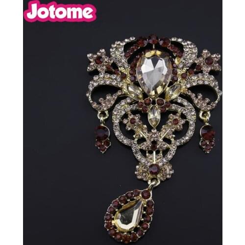 10pcs/lot free shipping 75mm Crystal Bridal flat back water drop large brooch bouquet