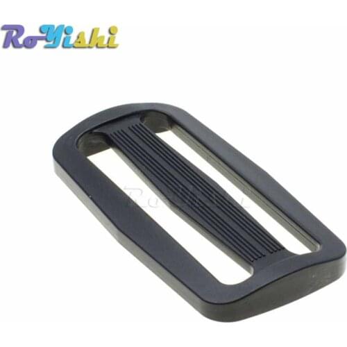 10pcs/pack 60mm Webbing Plastic Curve Slider Tri-Glide Adjust Tri-ring Buckles Backpack Straps Black